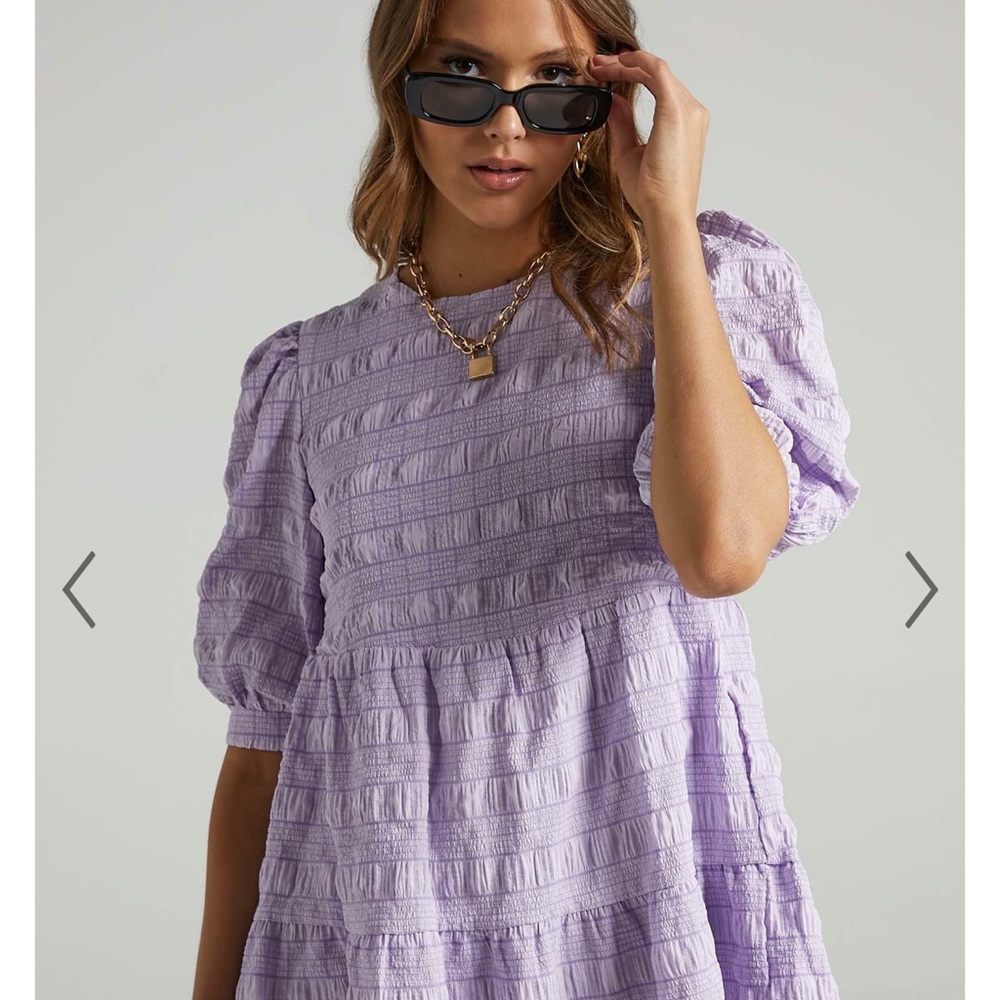 Showpo Darcia Dress Lilac Check NWT